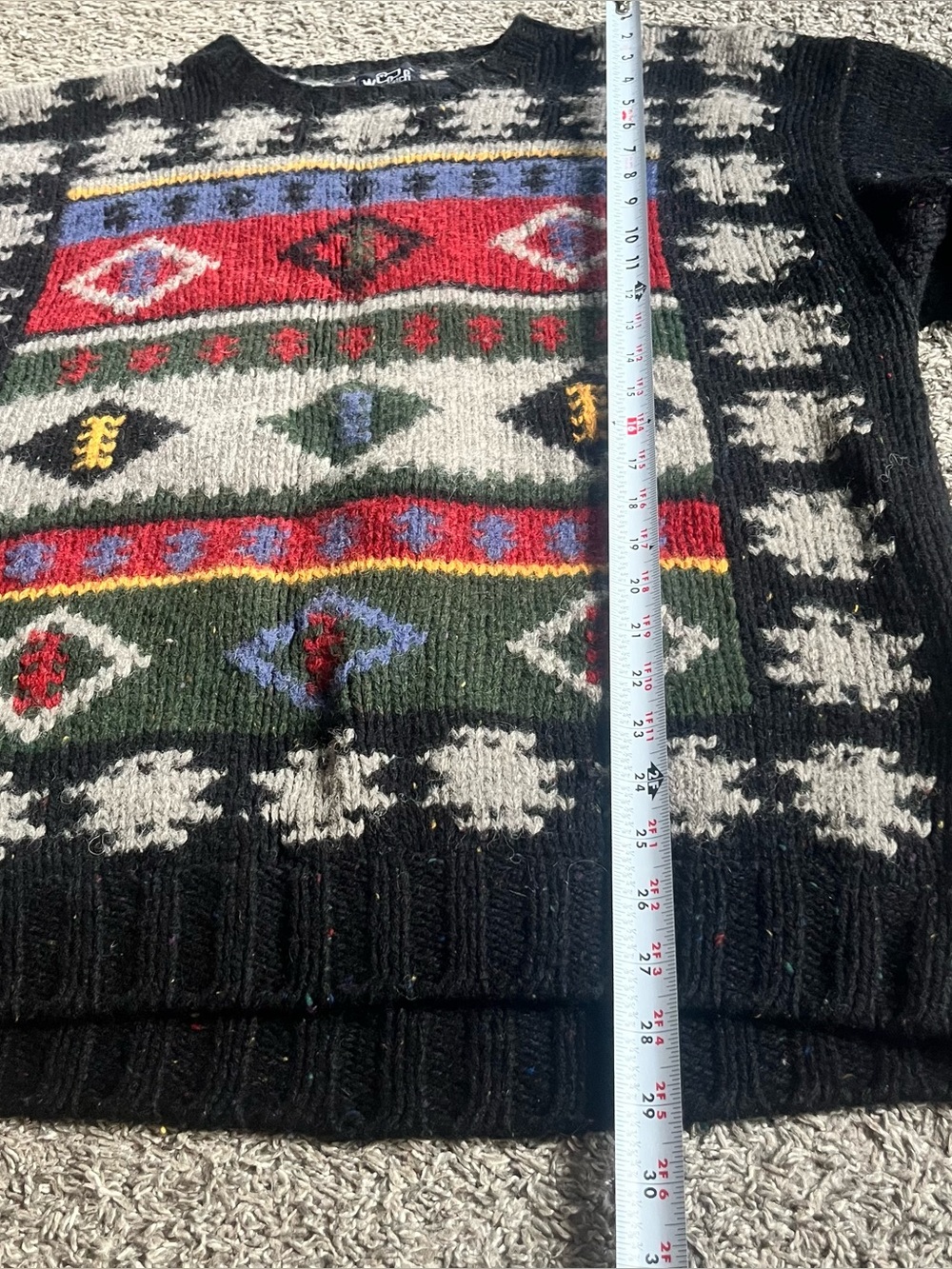 Vintage Men’s Woolrich Aztec Navajo Heavy Knit Sweater 90s Size XL Native Wool - Picture 4 of 6